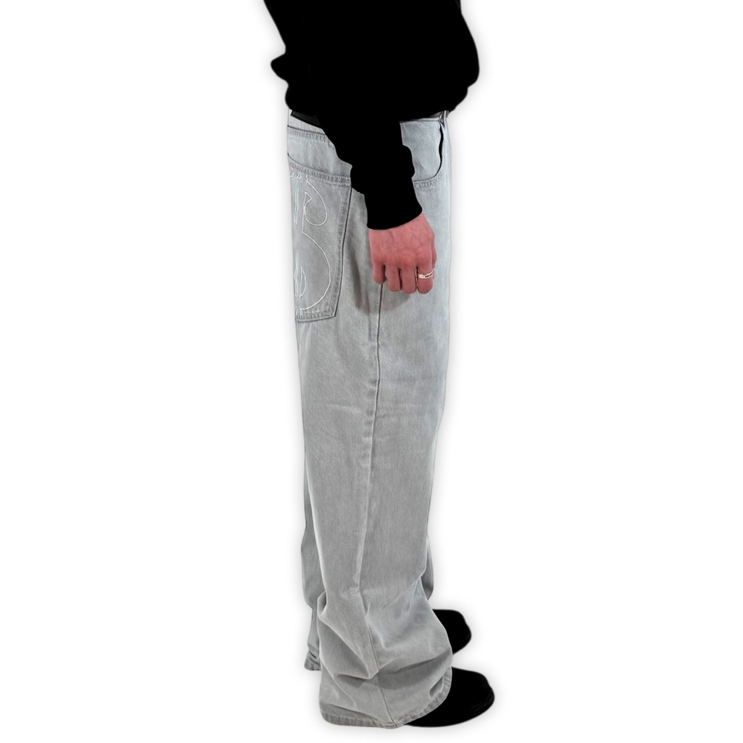 C.R.E.A.M OVERSIZED DENIM JEANS (STONE WASHED GREY)